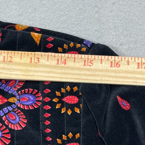 Saxton Hall Jacket Women 8 Velvet Black Embroidered Japan‎ Boho Kodachcore - Picture 5 of 11
